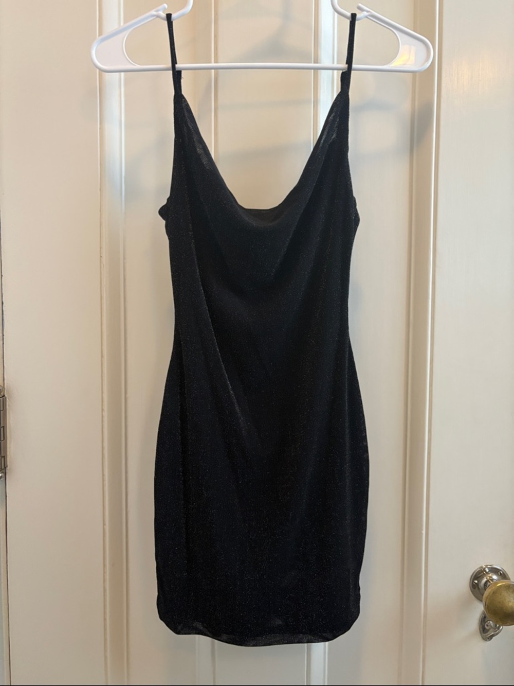 Hello Molly Black Sparkle Cowl Slip Dress